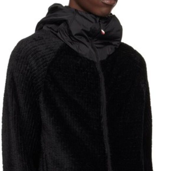 Moncler Grenoble Black Sherpa Fleece Zip-Up Cardigan Jacket NWT